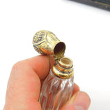 Victorian Sterling Silver Gilt & Cut Glass Boxed Scent Bottle Antique c1860