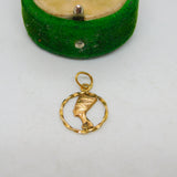 18ct Egyptian Yellow Gold Nefertiti Pharaoh Charm Pendant Vintage c1960