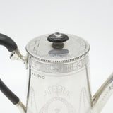 Victorian Crested Sterling Silver Wooden Handle Coffee Pot Antique 1871 London