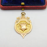 9ct Yellow Gold Sporting Watch Chain Fob Medal Antique 1927 Chester Art Deco
