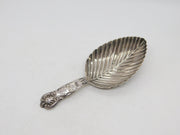 Victorian Sterling Silver Leaf Form Tea Caddy Spoon Antique 1842 Birmingham