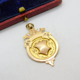 9ct Yellow Gold Sporting Watch Chain Fob Medal Antique 1927 Chester Art Deco