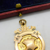 9ct Yellow Gold Sporting Watch Chain Fob Medal Antique 1927 Chester Art Deco