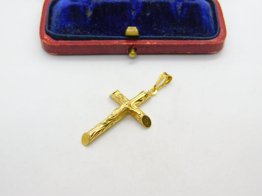 18ct Yellow Gold Corpus Christi Cross Pendant Vintage c1970 Italian