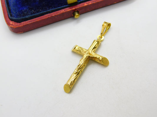 18ct Yellow Gold Corpus Christi Cross Pendant Vintage c1970 Italian