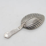 Victorian Sterling Silver Leaf Form Tea Caddy Spoon Antique 1842 Birmingham