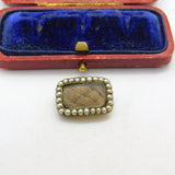 Georgian 9ct Gold, Seed Pearl & Woven Hair Mourning Brooch AF Antique c1810