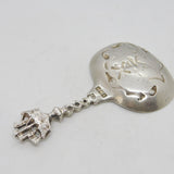 Sterling Silver Windmill & Ship Pattern Tea Caddy Spoon Antique 1917 London