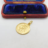 Italian 9ct Yellow Gold St Christopher Saint of Travel Pendant Vintage c1970