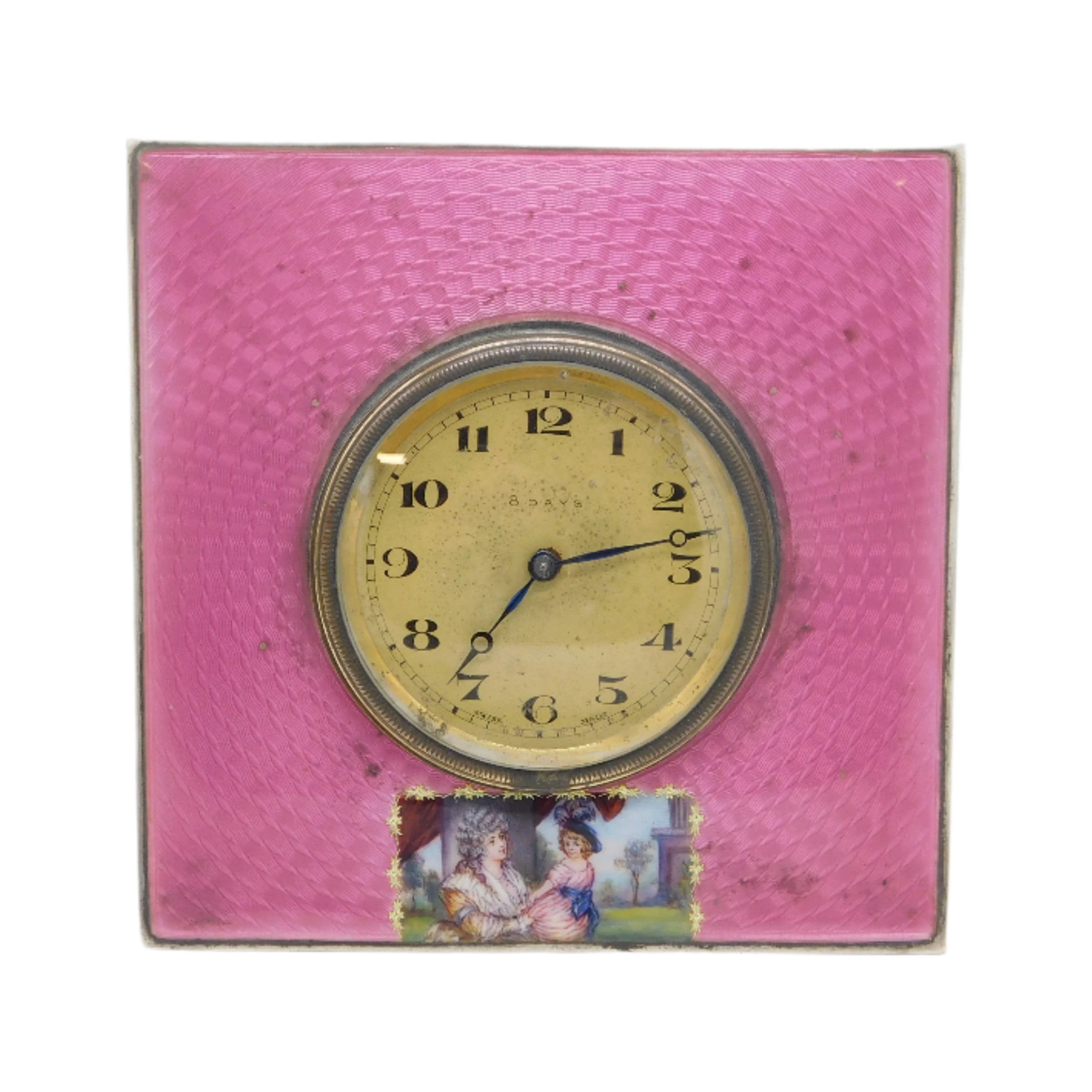 Antique Silver Enamel Pocket Watch Clock 