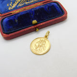 Italian 9ct Yellow Gold St Christopher Saint of Travel Pendant Vintage c1970