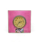Sterling Silver Pink Guilloche Enamel Regency Scene Travelling Clock Antique 1911 Chester