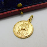 Italian 9ct Yellow Gold St Christopher Saint of Travel Pendant Vintage c1970