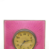 Sterling Silver Pink Guilloche Enamel Regency Scene Travelling Clock Antique 1911 Chester