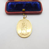 Large 9ct Yellow Gold St. Christopher Travel Saint Pendant 1977 Birmingham