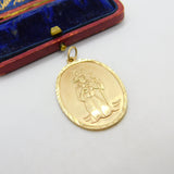 Large 9ct Yellow Gold St. Christopher Travel Saint Pendant 1977 Birmingham