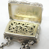 Victorian Nathaniel Mills Sterling Silver Purse Vinaigrette Antique 1842 Birmingham