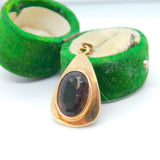 9ct Yellow Gold Smoky Quartz Set Drop Pendant Vintage c1980 Birmingham