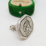 George III Cast Sterling Silver 'JJ' Monogram Fob Seal Antique 1812 London