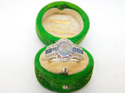 18ct White Gold, 1.6ct Central Sapphire & Diamond Engagement Ring Vintage c1990