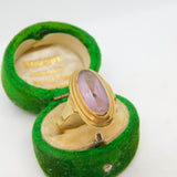 8ct Yellow Gold & Faceted Amethyst Dress Ring Vintage c1960 Size P UK