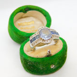 18ct White Gold, 1.6ct Central Sapphire & Diamond Engagement Ring Vintage c1990