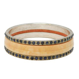 19th Century Austro-Hungarian .800 Silver, Shell & Cabochon Sapphire Bangle