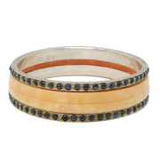 19th Century Austro-Hungarian .800 Silver, Shell & Cabochon Sapphire Bangle