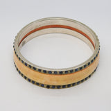 19th Century Austro-Hungarian .800 Silver, Shell & Cabochon Sapphire Bangle