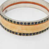 19th Century Austro-Hungarian .800 Silver, Shell & Cabochon Sapphire Bangle
