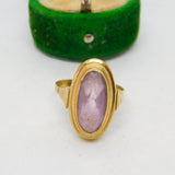 8ct Yellow Gold & Faceted Amethyst Dress Ring Vintage c1960 Size P UK