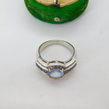 18ct White Gold, 1.6ct Central Sapphire & Diamond Engagement Ring Vintage c1990