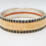 19th Century Austro-Hungarian .800 Silver, Shell & Cabochon Sapphire Bangle