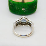 18ct White Gold, 1.6ct Central Sapphire & Diamond Engagement Ring Vintage c1990