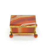 Regency Gilt Metal & Red Banded Agate Jewellery Box Antique c1830 Georgian
