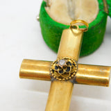 George III 18ct Yellow Gold 0.1ct Old-Cut Diamond Cross Pendant Antique c1820