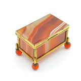 Regency Gilt Metal & Red Banded Agate Jewellery Box Antique c1830 Georgian