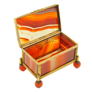 Regency Gilt Metal & Red Banded Agate Jewellery Box Antique c1830 Georgian