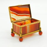 Regency Gilt Metal & Red Banded Agate Jewellery Box Antique c1830 Georgian