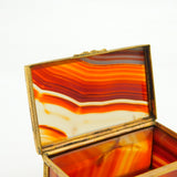 Regency Gilt Metal & Red Banded Agate Jewellery Box Antique c1830 Georgian