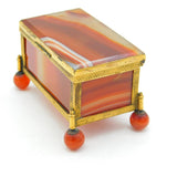 Regency Gilt Metal & Red Banded Agate Jewellery Box Antique c1830 Georgian