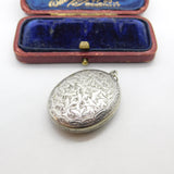 Aesthetic Victorian Sterling Silver Floral Pattern Double Locket Pendant Antique