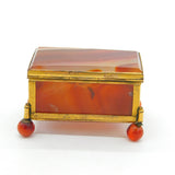Regency Gilt Metal & Red Banded Agate Jewellery Box Antique c1830 Georgian