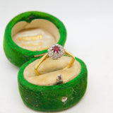 18ct Yellow Gold, 0.1ct Ruby & Diamond Engagement Ring Antique c1930 Deco