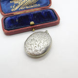 Aesthetic Victorian Sterling Silver Floral Pattern Double Locket Pendant Antique