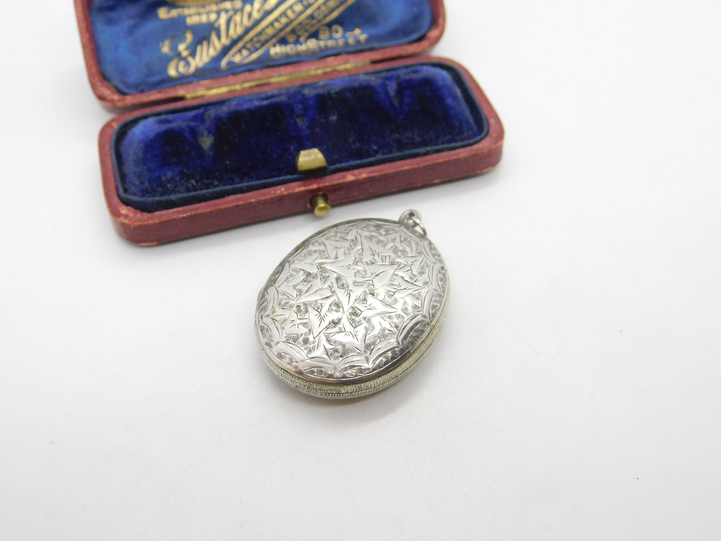 Aesthetic Victorian Sterling Silver Floral Pattern Double Locket Pendant Antique