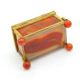 Regency Gilt Metal & Red Banded Agate Jewellery Box Antique c1830 Georgian