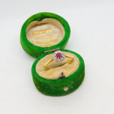 18ct Yellow Gold, 0.1ct Ruby & Diamond Engagement Ring Antique c1930 Deco