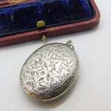 Aesthetic Victorian Sterling Silver Floral Pattern Double Locket Pendant Antique