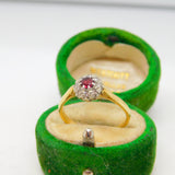 18ct Yellow Gold, 0.1ct Ruby & Diamond Engagement Ring Antique c1930 Deco